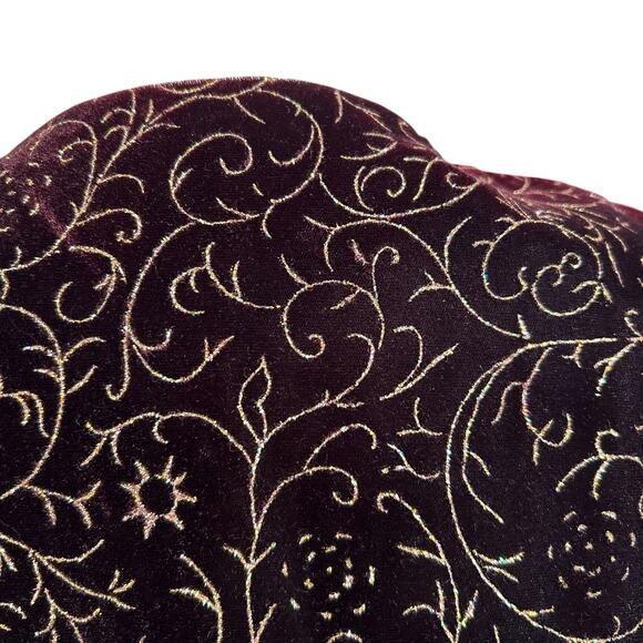 Vintage Maroon Velour Gold Glitter Jacket Women Sz Medium 90s Sparkle Christmas - Picture 12 of 16